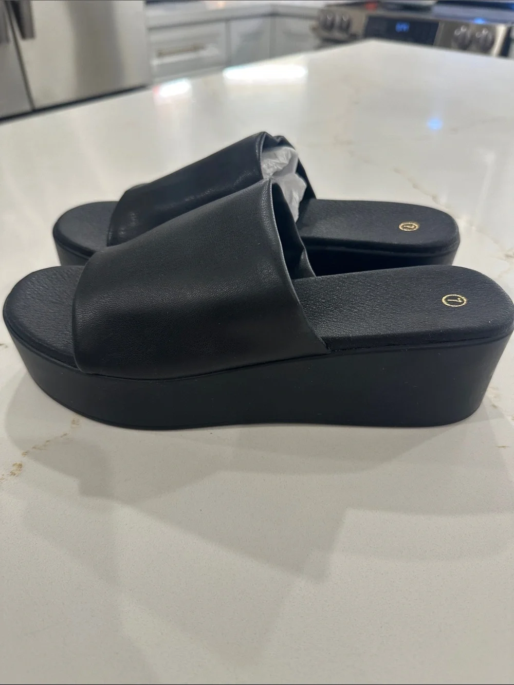 Black Platform Slide Sandals - Unbranded